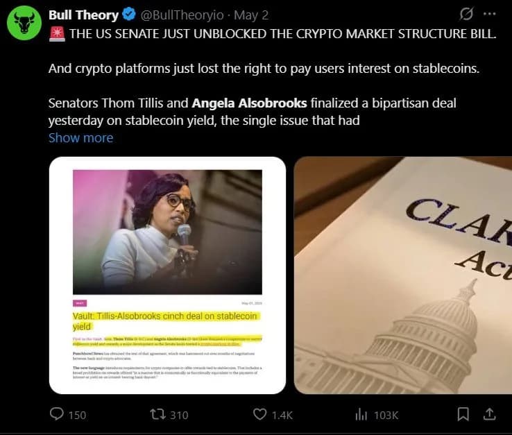 Robinhood首席执行官表示,美国“即将”通过《加密货币透明法案》