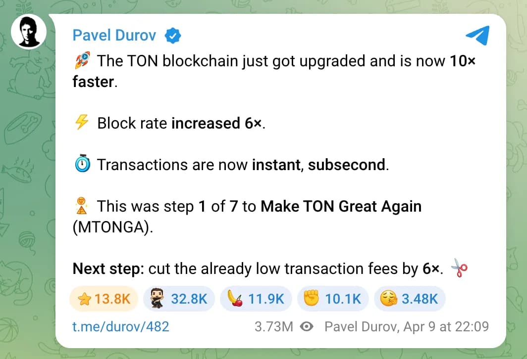 TG 創辦人 Pavel Durov 宣布: TON 原生代幣更名為 Gram,回歸項目最初願景