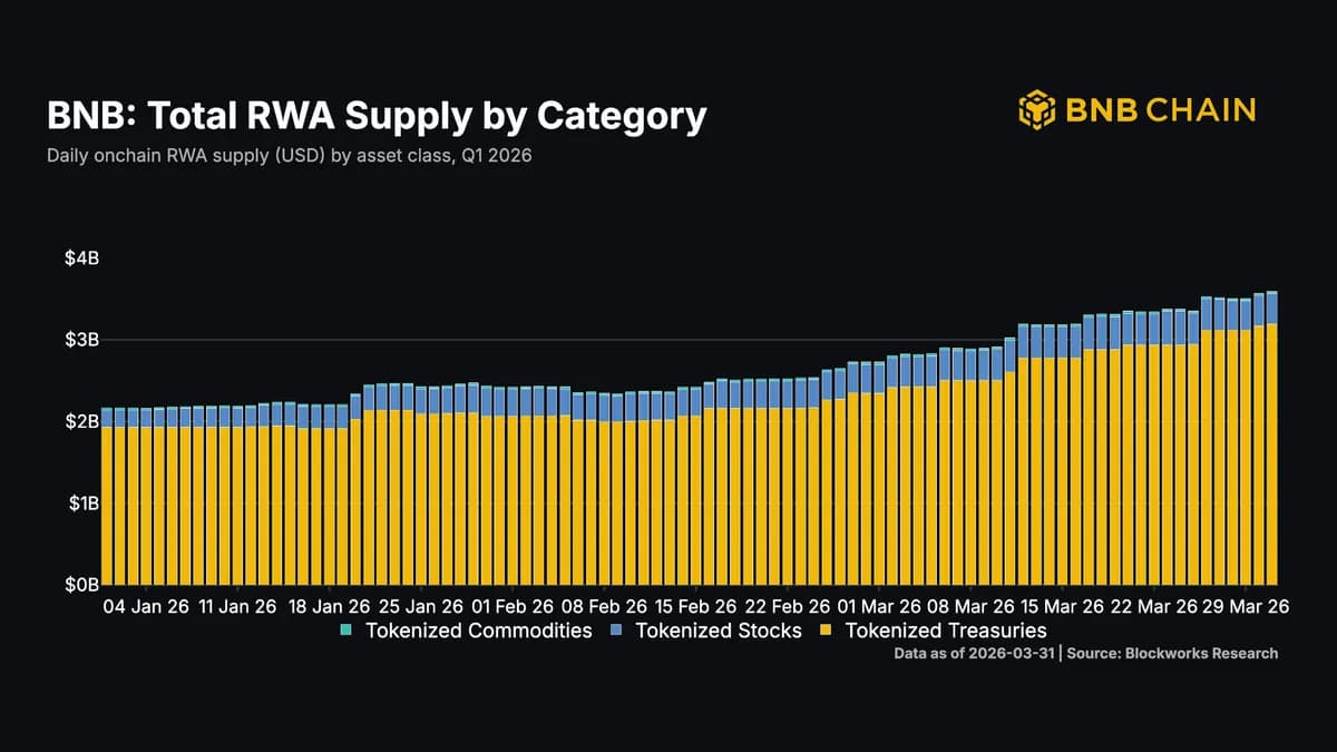 BNB Chain 推动现实世界资产(RWA)市场规模增长60%至36亿美元,代币化国债引领第一季度