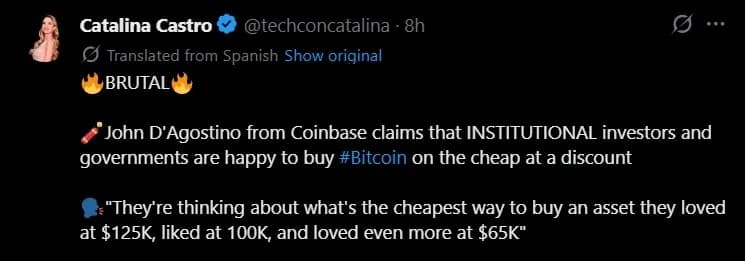 Coinbase的达戈斯蒂诺:政府和家族办公室“乐于”以折扣价购买比特币