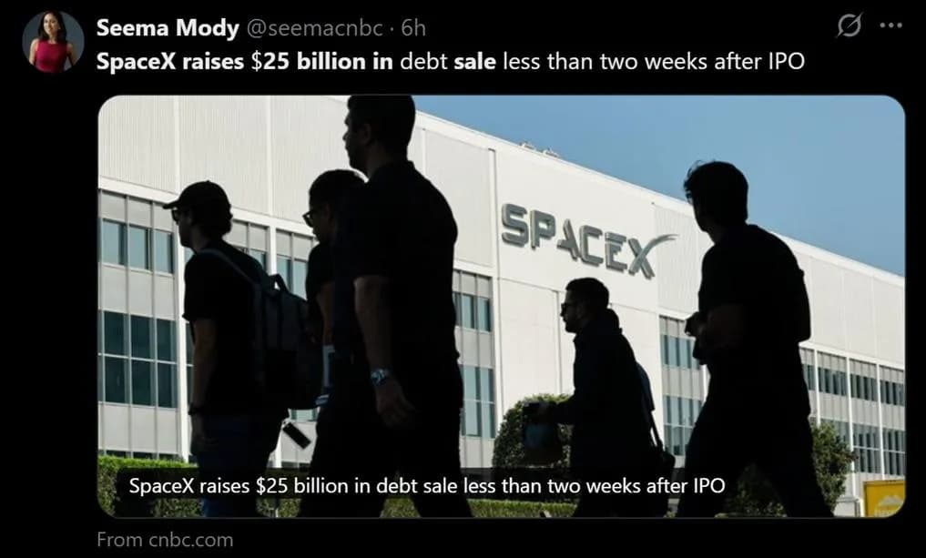 马斯克旗下的SpaceX首次发债筹集250亿美元,订单总额逼近900亿美元