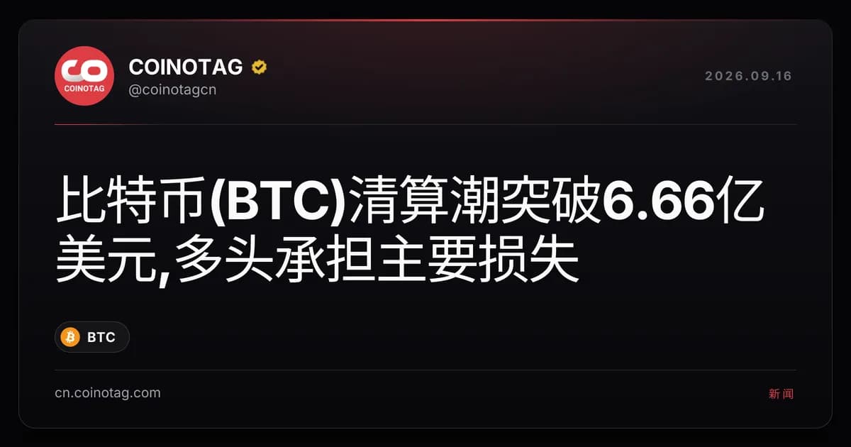 比特币(BTC)清算潮突破6.66亿美元,多头承担主要损失