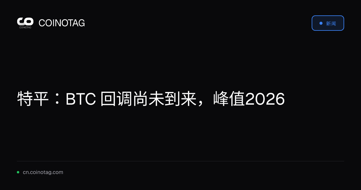 特平：BTC 回调尚未到来，峰值2026