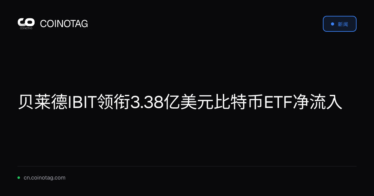 贝莱德IBIT领衔3.38亿美元比特币ETF净流入