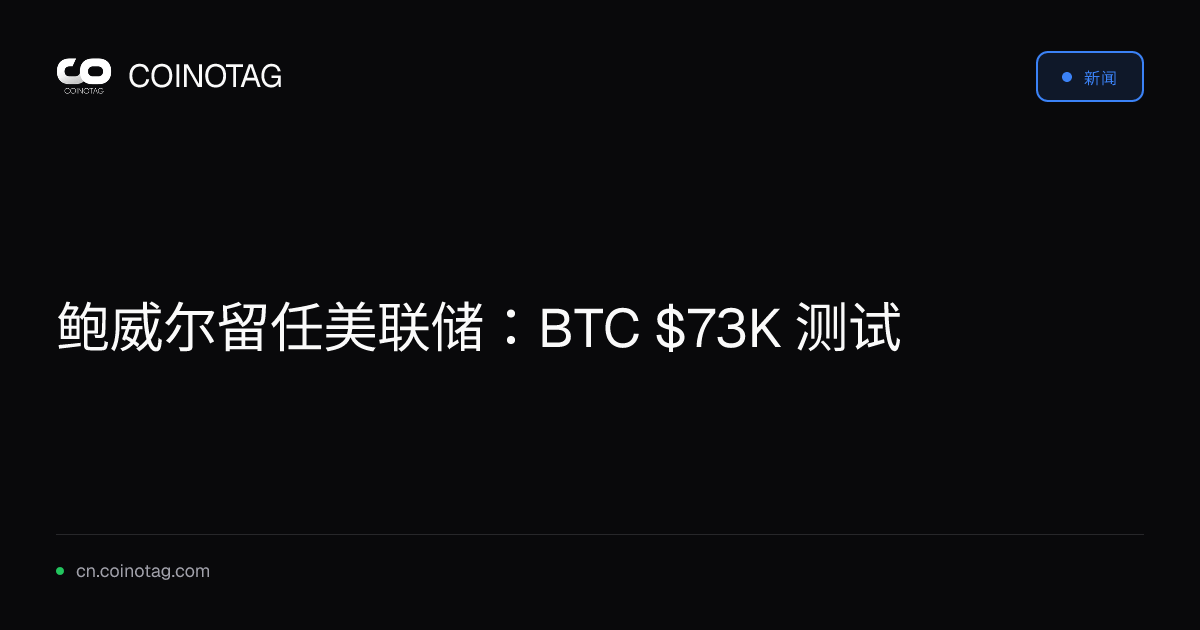 鲍威尔留任美联储：BTC $73K 测试