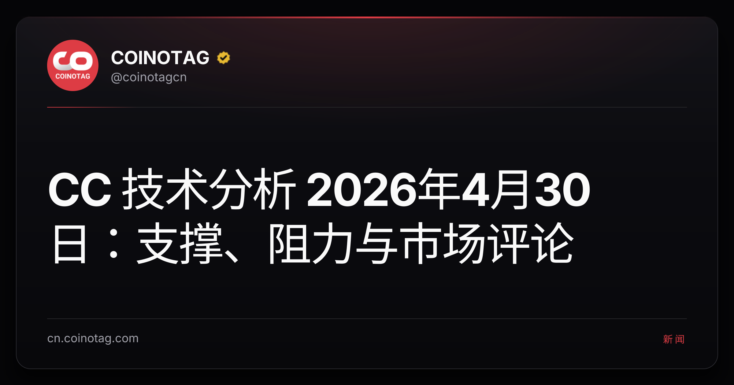 CC 技术分析 2026年4月30日：支撑、阻力与市场评论