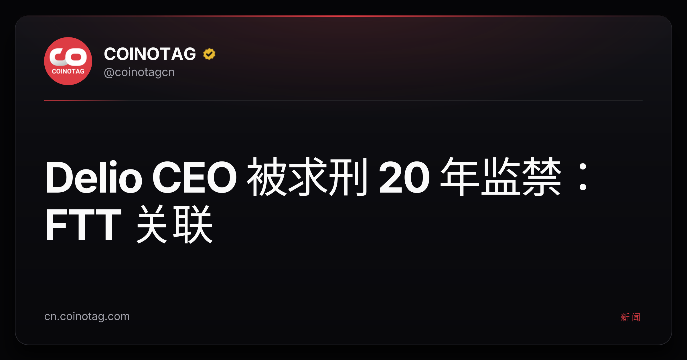 Delio CEO 被求刑 20 年监禁：FTT 关联
