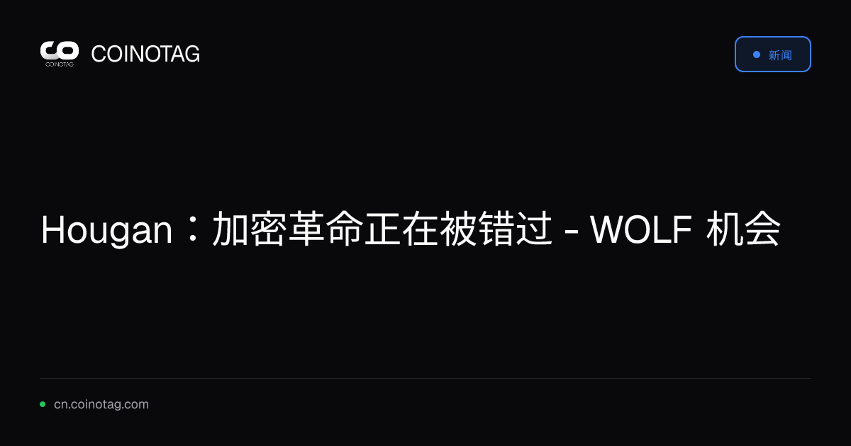 Hougan：加密革命正在被错过 - WOLF 机会